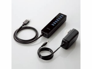 ELECOM エレコム USB HUB3.0/マグネット付き/セルフパワー/7ポート/ブラック U3H-T719SBK
