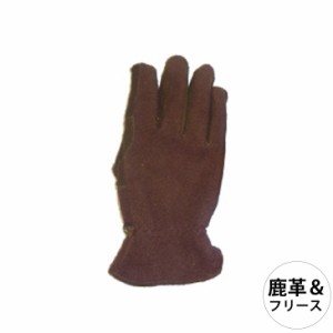 トモクニ メンズ革手袋　フリース/鹿革　【ブラウン】　