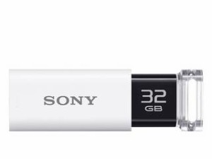 SONY ソニー USB3.0対応 ノックスライド式USBメモリー ポケットビット 32GB ホワイト キャップレス USM32GU W