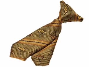 八王子織物工業組合 E-5 ストライプ＆鶴柄（ゴールド）　p-Tieネクタイ型 ピータイ　和柄シリーズ