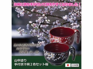 Kano カノー 山中塗手付き汁椀2色セット  桜 810213