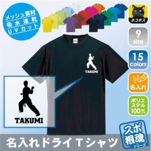 空手1 拳法 KARATE 一撃 名入れドライTシャツ 吸水速乾 プラクティスTシャツ 部活着 スポーツウェア トレシャツ 運動着【dst-0456】