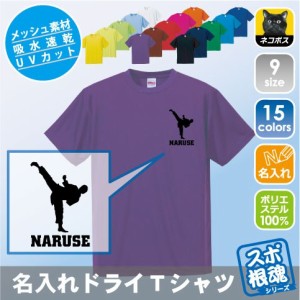 空手2 拳法 KARATE 一撃 名入れドライTシャツ 吸水速乾 プラクティスTシャツ 部活着 スポーツウェア トレシャツ 運動着【dst-0457】