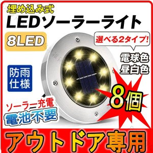 ソーラーグラウンドライト 高輝度 埋め込み式  8LED防水 ソーラーライト 屋外用 センサーライト 8個セット 配線不要 人間センサー IP65防