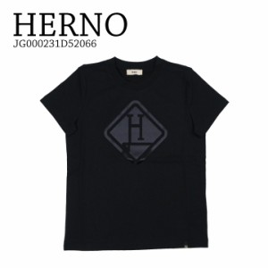 HERNO ヘルノ Lady's LightBasicJersey Tシャツ/JG000231D52066 レディース ブラック コットン100％ ロゴＴ