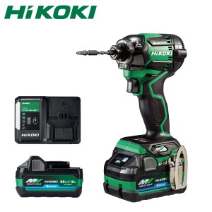 HIKOKI(日立工機)36Vコードレスインパクトドライバ WH36DC(2XPSZ)カラー：アグレッシブグリーン(L)バッテリー計2コ付＋力こぶビット標準