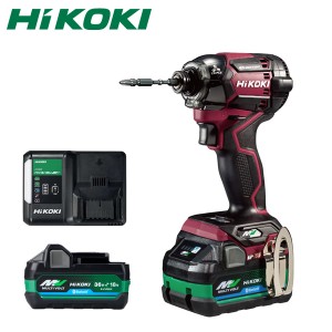 HIKOKI(日立工機)36Vコードレスインパクトドライバ WH36DC（2XPRSZ)カラー：フレアレッド(R)バッテリー計2コ付＋力こぶビット標準付属 57