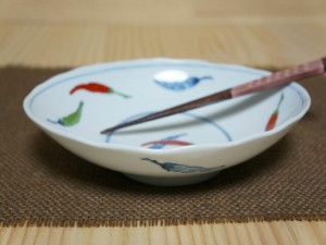 錦唐辛子シリーズ 7.0楕円深皿 22.5ｃｍ軽量 美濃焼 和食器 日本製 陶器 