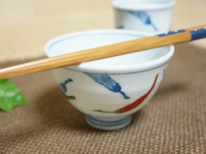 錦唐辛子シリーズ うすかる♪あおい型ごはん茶碗 11ｃｍ軽量 美濃焼 和食器 日本製 陶器 