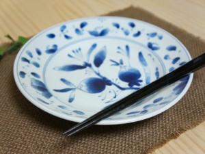 藍凛堂 染果実ＲＩ8.0丸皿 24cm美濃焼 和食器 日本製 陶器 プレート 業務用食器 