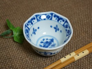 藍凛堂 間取小花八角珍味小鉢 8.5cm美濃焼 和食器 日本製 陶器 ボウル ラッピング不可 