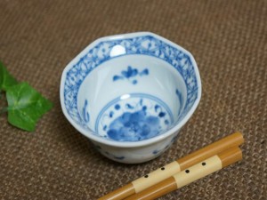 藍凛堂 格子花紋八角珍味小鉢 8.5cm美濃焼 和食器 日本製 陶器 ボウル 