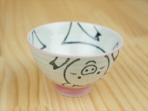 アニマルご飯茶碗♪かやめブタ ピンク美濃焼 日本製 飯碗 陶器 キッズ 子供用食器 