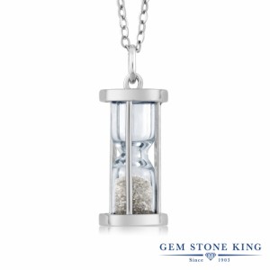 Gem Stone King 0.5カラット 天然ダイヤモンド シルバー925(純銀) 砂時計 ネックレス ペンダント 45cm チェーン レディース ホワイト ダ