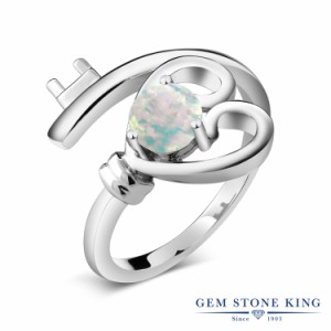 指輪 レディース リング シミュレイテッド ホワイトオパール 10月 誕生石 ハート キー 鍵 一粒 小粒 ソリティア プレゼント 女性 彼女 妻