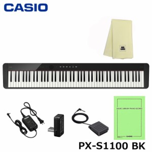 CASIO PX-S1100BK ＋ 楽器クロス セット / カシオ 電子ピアノ 88鍵盤 ブラック 軽量 コンパクト Privia / プリヴィア シンプル 簡単 / ペ