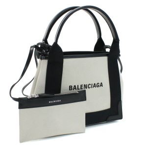 【新品】バレンシアガ BALENCIAGA  ハンドバッグ　 ブランド　ネイビーカバ　ロゴ 390346　2HH3N　9260 ホワイト系 ブラック　bag-01