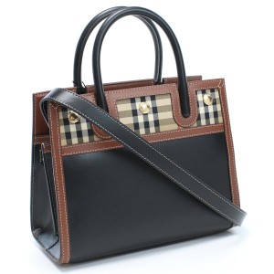 【新品】バーバリー BURBERRY  トートバッグ ブランド ハンド 通勤 通学 8025266 A1189 ベビー タイトル ヴィンテージチェック  BLACK ブ