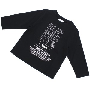 バーバリー BURBERRY  ベビー キッズ ロングＴシャツ トップス ブランド 3才〜10才相当 8053776 A1189 BLACK ブラック kb-01 