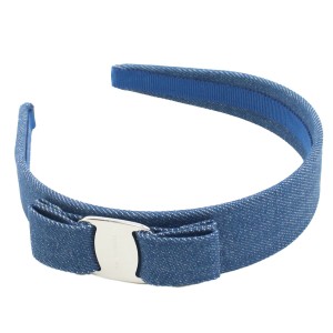 【新品】フェラガモ FERRAGAMO  カチューシャ　ヴィラリボン デニム　ブランド 34-0383 0765242　LIGHT DENIM ブルー系　accessory-01 gi