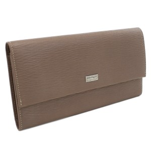 【新品】フェラガモ FERRAGAMO  長財布ニ折小銭入付き ブランド  66-0155 0636080　TAUPE ブラウン系 wallet-01  父の日