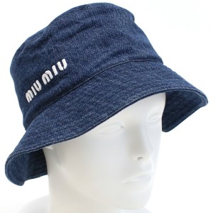 【新品】ミュウミュウ MIUMIU  レディース−バケットハット 5HC196　2F3W　F022X BLU+BIANCO ネイビー系 cap-01 cp05