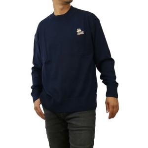 【新品】メゾンキツネ MAISON KITSUNE  メンズ−セーター，ニット　ブランド KM00503　KT1036　P480 NAVY ネイビー系　apparel-01