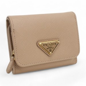 【新品】プラダ PRADA  三つ折り財布 小銭入付き トライアングルロゴ サフィアーノ 1MH044　QHH　F0236 CIPR　ベージュ系 wallet-01 mini