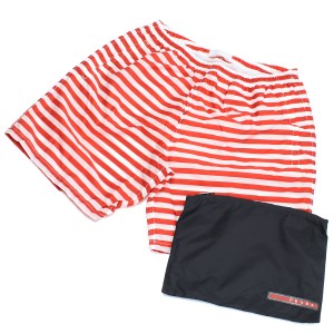 プラダ PRADA  メンズ−スイムウエア ブランド ポーチ付き UB304 1MX5 F0D56 SCARLATTO レッド系 ホワイト系 pants-01 旅行  父の日