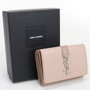 【中古】良品サンローラン(SAINT LAURENT)三折財布 YSLライン タイニーウォレット レザー 459880 ランク：A us-2   レディース