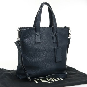 【中古】フェンディ(FENDI) ブランド  セレリア トートバッグ レザー 7VA377 ネイビーランク：AB us-2  2WAY ｼｮﾙﾀﾞｰ  