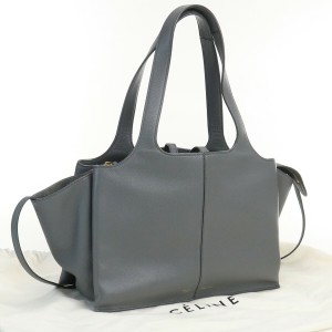 【中古】良品セリーヌ(CELINE)  トライフォールドミディアムトートバッグ カーフ ブランド 178883AIK グレーランク：A us-2   ﾚﾃﾞｨｰ