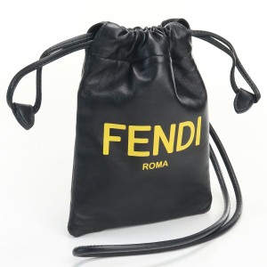 【中古】良品フェンディ(FENDI)  フォンホルダー レザー ブランド スマホ 携帯ケース 7AR898 ADM9 ブラック系ランク：A us-2 2WAY ポー