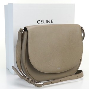 【中古】良品セリーヌ(CELINE)  フラップショルダーバッグ レザー ブランド グレージュランク：A us-2 ﾚﾃﾞｨｰｽ