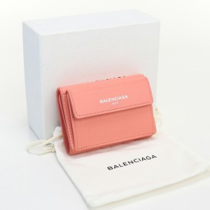 【中古】良品バレンシアガ(BALENCIAGA)  コンパクトウォレット　ブランド　 レザー 410133 DLK0N 5615 ピンク　ランク：A us-2   レデ