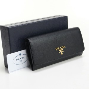 【中古】・未使用プラダ(PRADA)  サフィアーノトライアングル財布 二折り財布 ブランド レザー 1MH132 QHH F0002 ブラックランク：S us-1