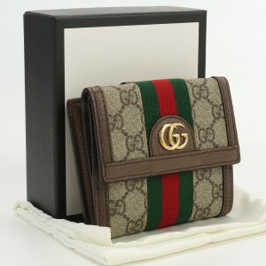 【中古】良品グッチ(GUCCI) オフィディア GGフレンチフラップウォレット GGスプリーム ブランド 523173 96IWG 8745 ランク：A us-2 ﾚﾃ