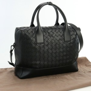 【中古】良品ボッテガ・ヴェネタ(BOTTEGA VENETA) イントレチャート 2WAYビジネスバッグ レザー 609206 VCPQ1 8984 ブラック系　ランク：