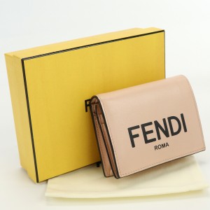 【中古】良品フェンディ(FENDI)  2つ折りスモールウォレット　ブランド レザー 8M0420 ADP6 F1CN7 ピンク系　ランク：A us-2   レディ