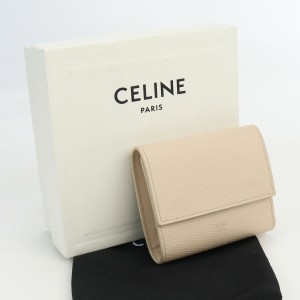 【中古】良品セリーヌ(CELINE)  スモール トリフォールドウォレット ブランド 三つ折り財布 カーフ 10B57 3BEL 02PD ランク：A us-2   ﾚ