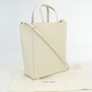 【中古】セリーヌ(CELINE)  バーティカル カバ スモール レザー  ホワイト系　ランク：AB us-2 2WAY ショルダー レディース