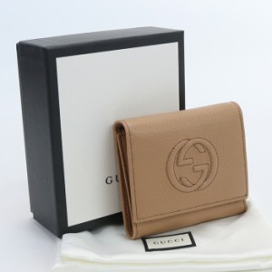 【中古】美品グッチ(GUCCI) ソーホー 3つ折りウォレット　ブランド  598207 ブラウン系　ランク：S us-1