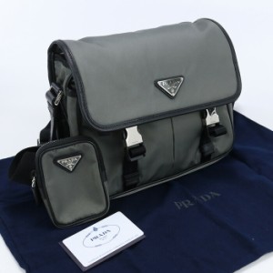 【中古】良品プラダ(PRADA)  ショルダーバッグ　ブランド ナイロン 2VD769 064 F0H16 グレー系　ランク：A us-2   メンズ