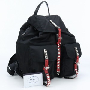 【中古】良品プラダ(PRADA)  スタッズ　バックパック ナイロン 1BZ811 2BYB F0D9A ブラック系　ランク：A us-2   レディース