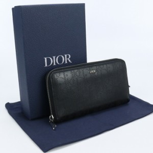 【中古】美品ディオール(Christian Dior)  ロングジップウォレット ディオール オブリーク 2ESBC252VPD H03E ブラック系　ランク：S us-1