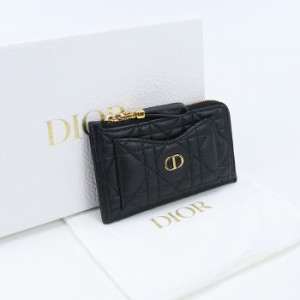 【中古】良品ディオール(Christian Dior) ディオール カロ コスモス ジップカードホルダー カーフ S5131UWHC M900 ブラック系　ランク：A