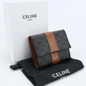 【中古】良品セリーヌ(CELINE) トリオンフキャンバス スモール トリフォールド ウォレット 三つ折り財布 ブランド 10D57 2BZ9 04LU ブラ