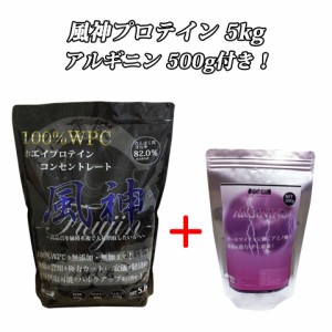 アルギニン500g付き 風神プロテイン5kg 送料無料 ホエイプロテイン 5kg 徳用5kg プロテイン 筋トレ トレーニング 5キロ 国産 無添加 無加