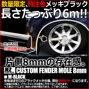 [特注] フェンダーモール 幅:8mm 長:6m [メッキブラック2] ビス付き ツライチ ハミタイ ドレスアップ 保護 フェンダー 車 汎用 送料無料