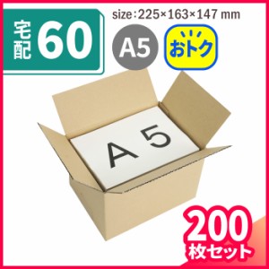 ダンボール 60サイズ 200枚 (225×163×147) 段ボール ダンボール箱 梱包資材 梱包材 整理 保管箱 (5352)